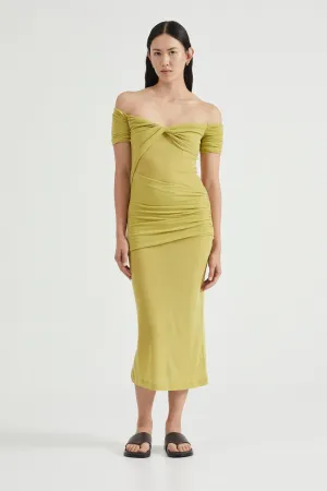 WIND THROUGH OFF SHOULDER DRESS | LIME