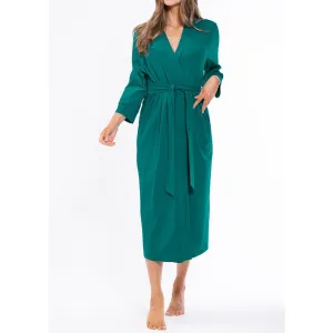 Woman's Cotton Knit Kimono Robe | Material: 95% Cotton %5 Polyester | Color: Dark Green | Available Sizes: S, M, L, XL, XXL by SUMMA