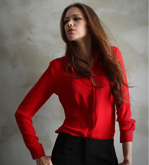 Women Blouses Button 5 Solid Color Long-sleeve Shirt Female Chiffon blouse Women's Slim Clothing blusas feminina TPB08