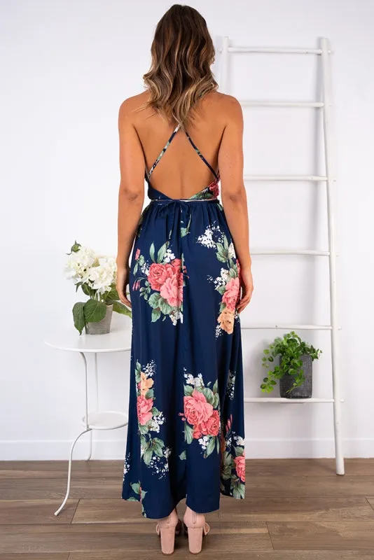 Women Floral Maxi Printed V Neck Dress Prom Evening Party Summer Beach Casual Long Sun dress