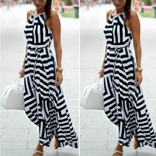 Women Maxi Boho Floral Summer Beach Long Dress Evening Party Dress Casual Dress