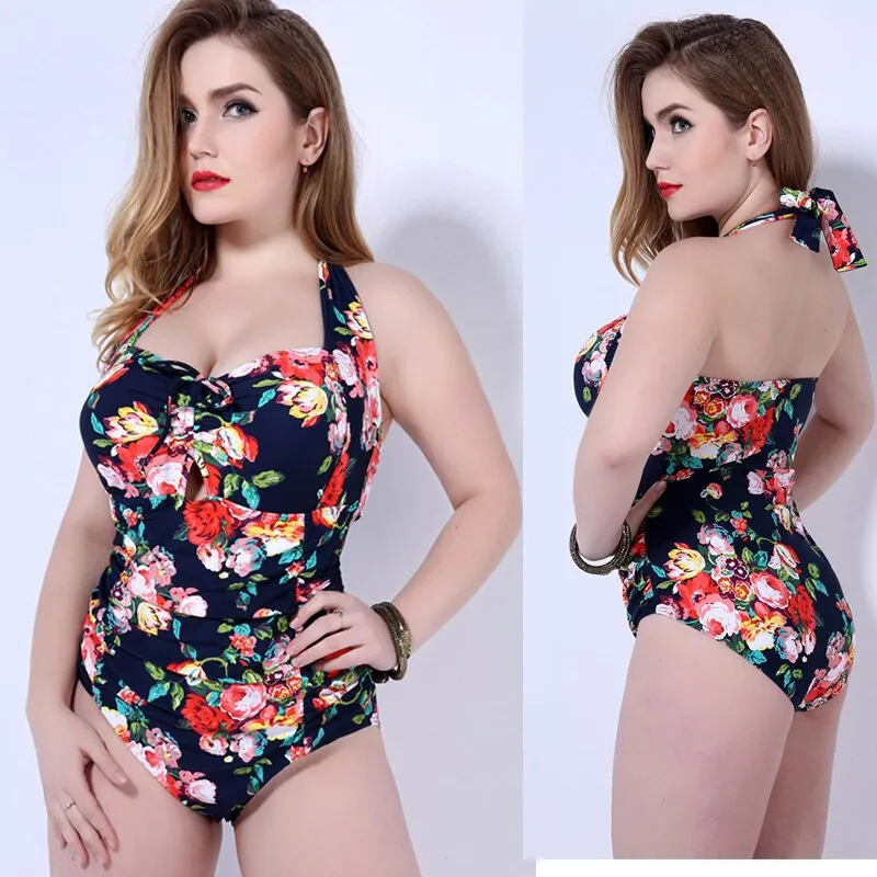 women push up swimwear one piece  swimsuit for female plus  larges big size floral swim swimming suits  beachwear bathing wear