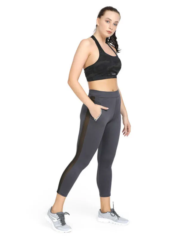 Women Steel Grey Solid Ankle Length Tights - RAD INTENSE TRACK-STG