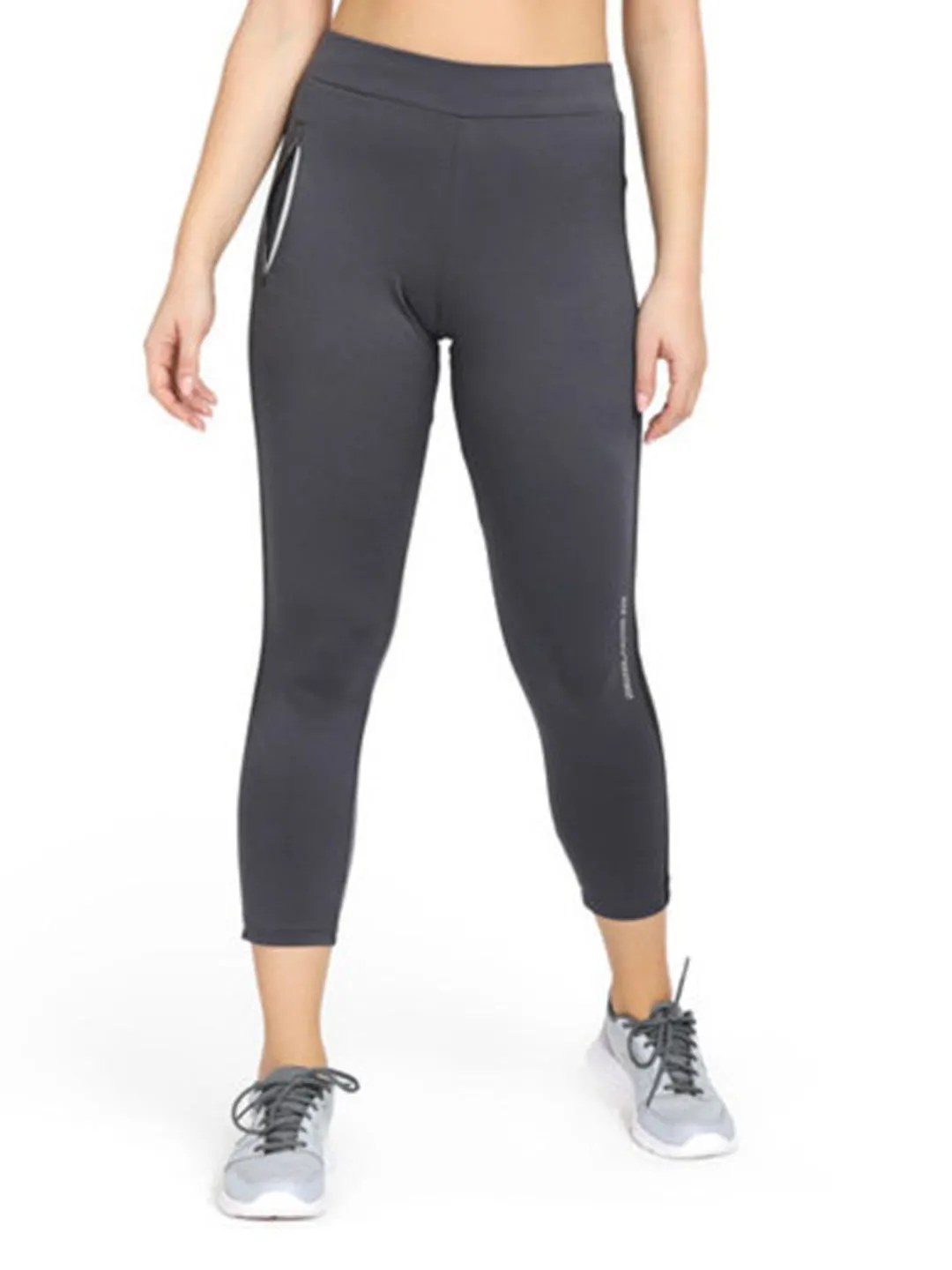 Women Steel Grey Solid Ankle Length Tights - RAD INTENSE TRACK-STG