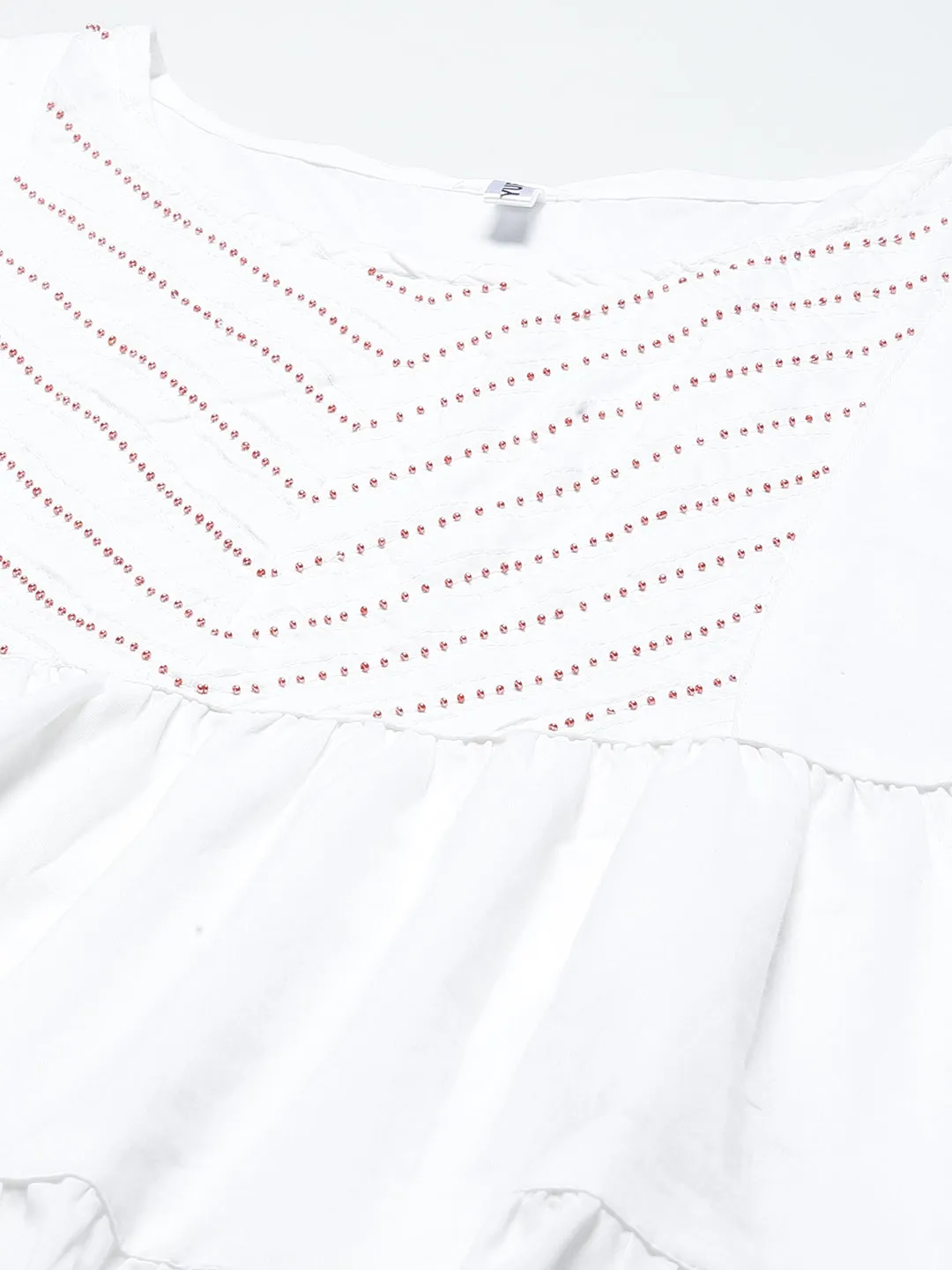 Women White Tiered Midi Dress With Stripe Jacket
