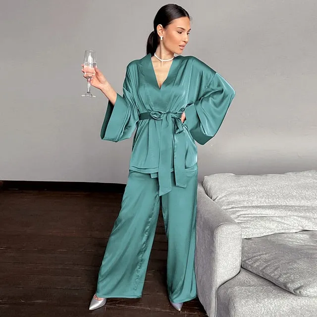 Women's 2-Piece Satin Sleepwear Set