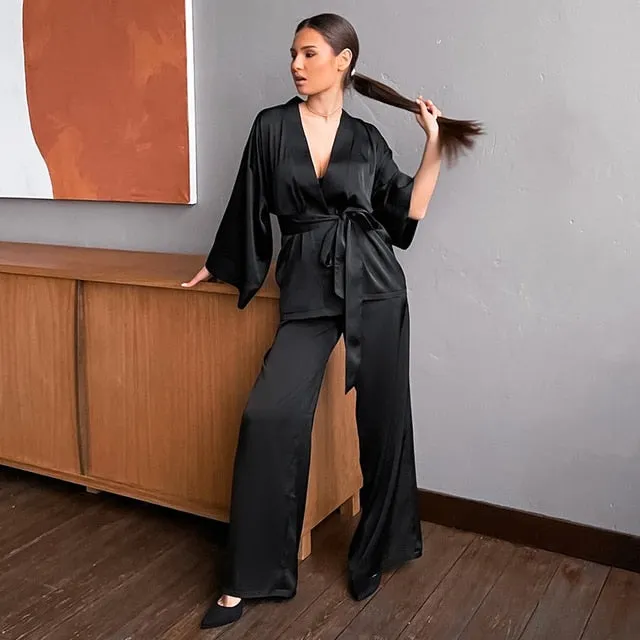 Women's 2-Piece Satin Sleepwear Set