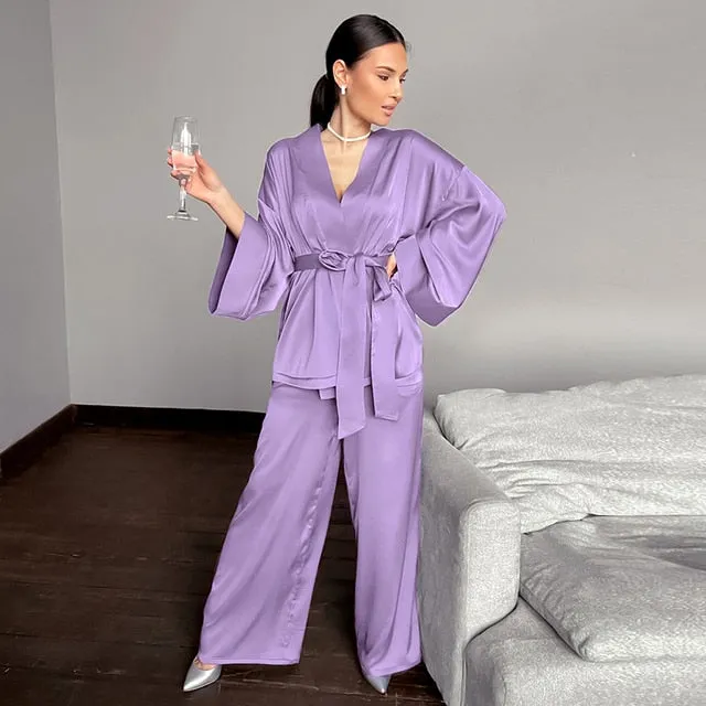 Women's 2-Piece Satin Sleepwear Set