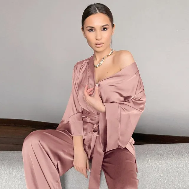 Women's 2-Piece Satin Sleepwear Set