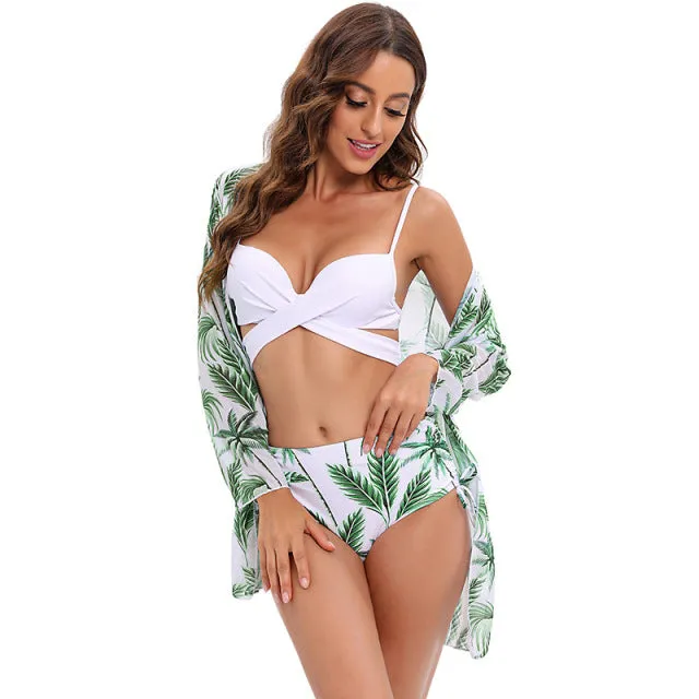 Women's 3 Piece Bikini Swimsuit Cover Up Swim Set