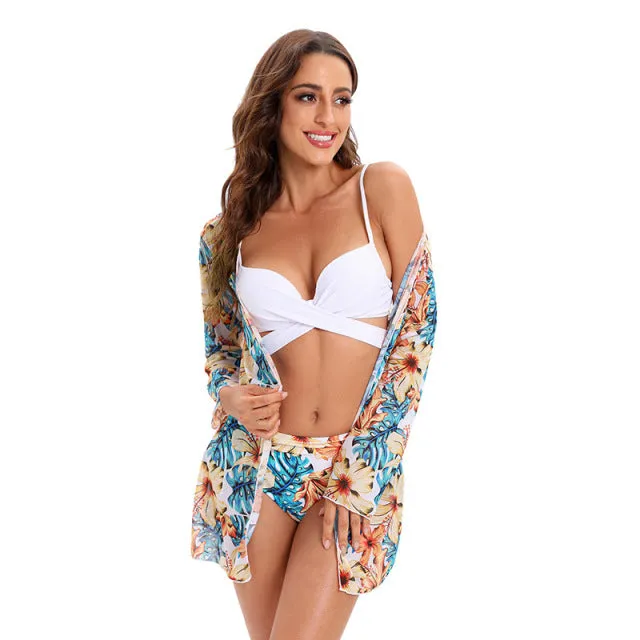 Women's 3 Piece Bikini Swimsuit Cover Up Swim Set