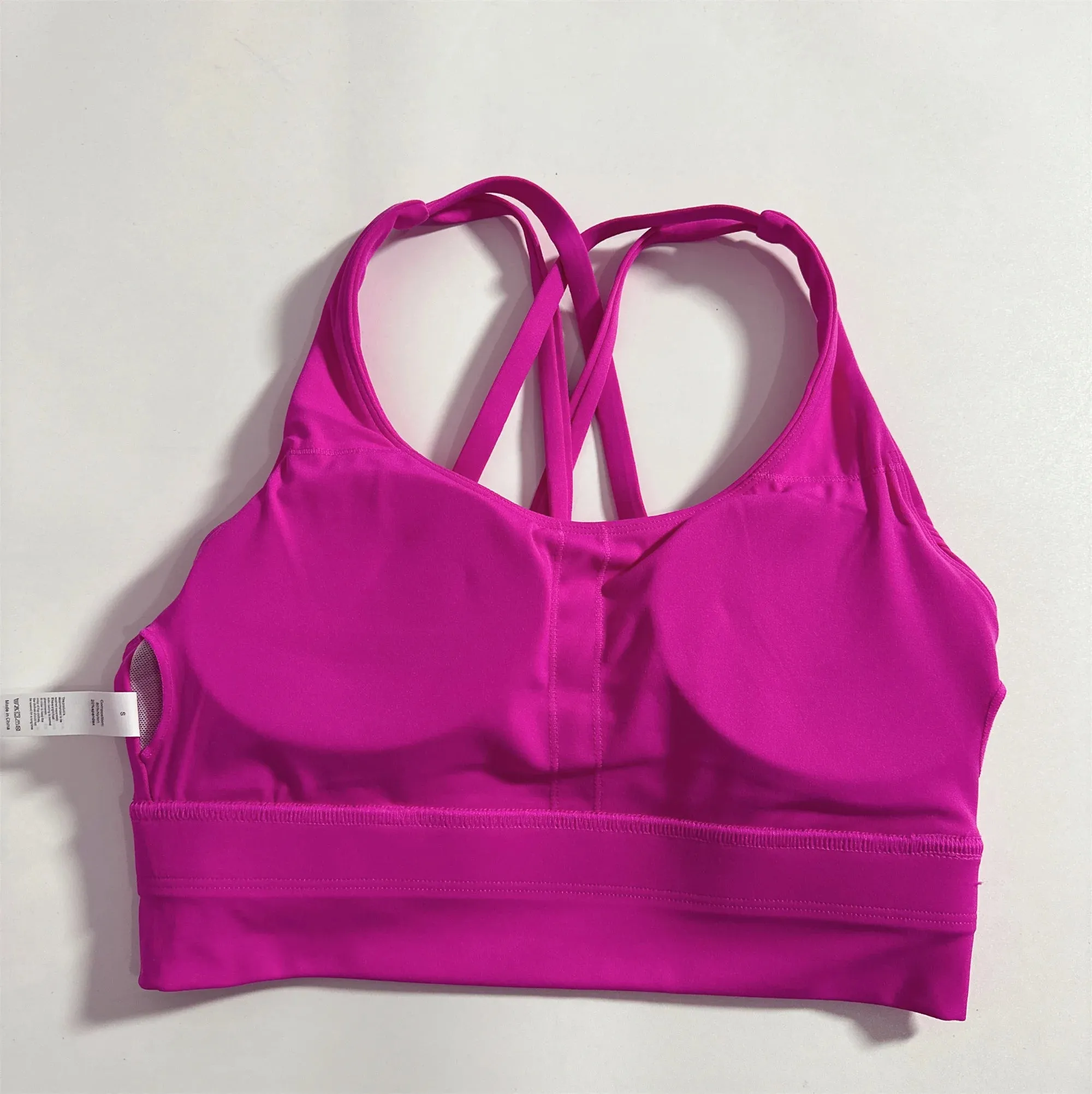 Women's Cross Back Fitness Bra - Solid Color Yoga Vest with Chest Pad