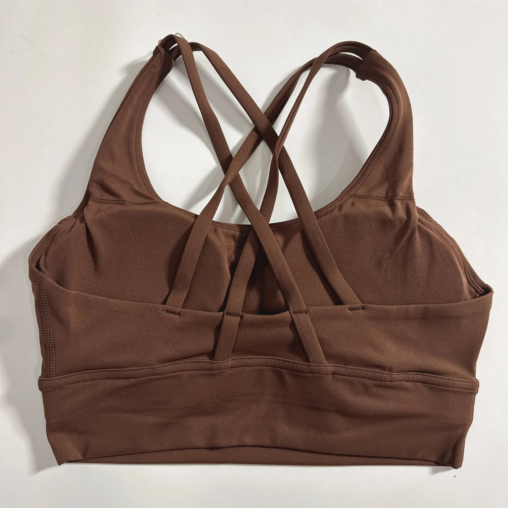 Women's Cross Back Fitness Bra - Solid Color Yoga Vest with Chest Pad