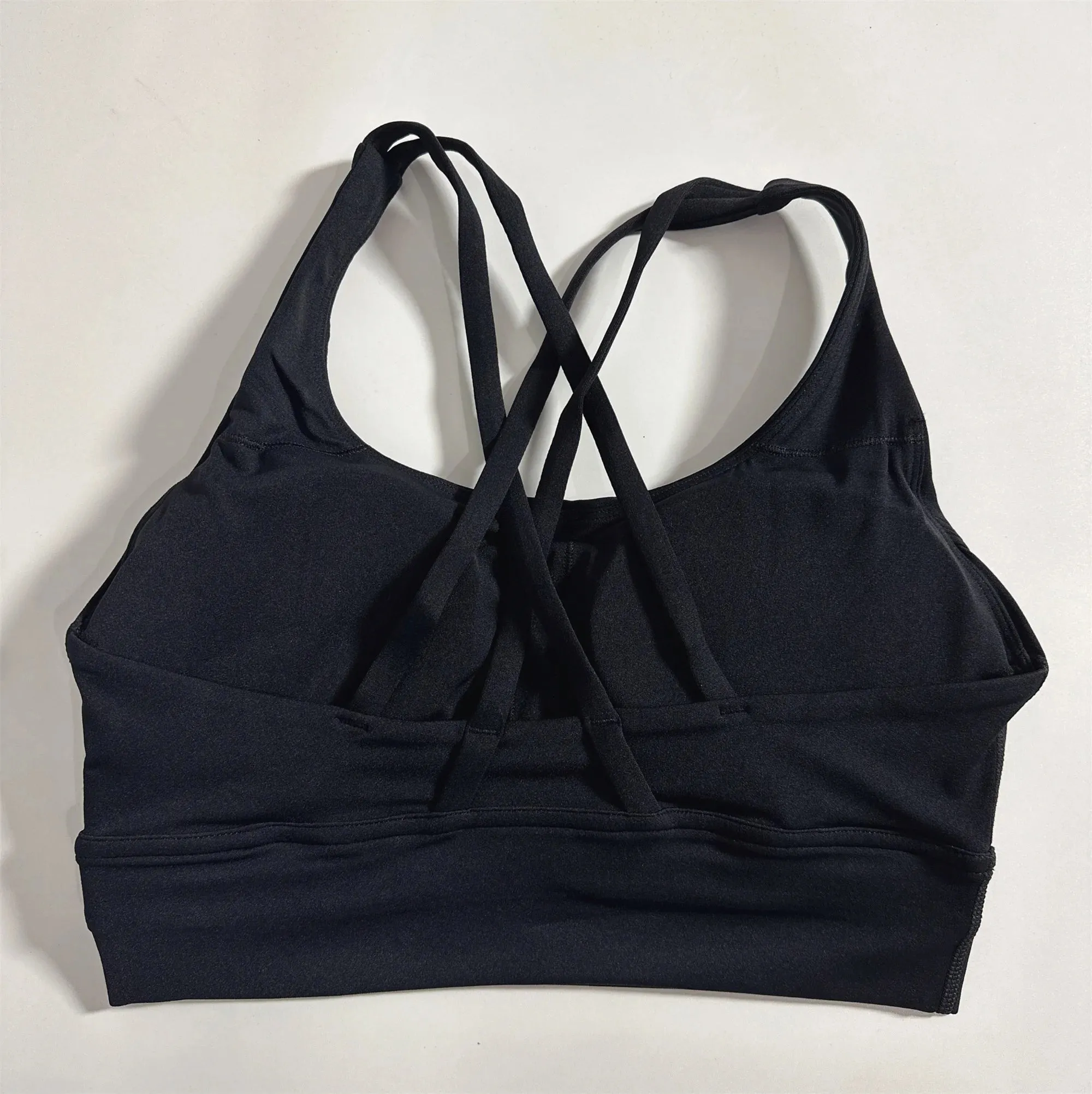 Women's Cross Back Fitness Bra - Solid Color Yoga Vest with Chest Pad
