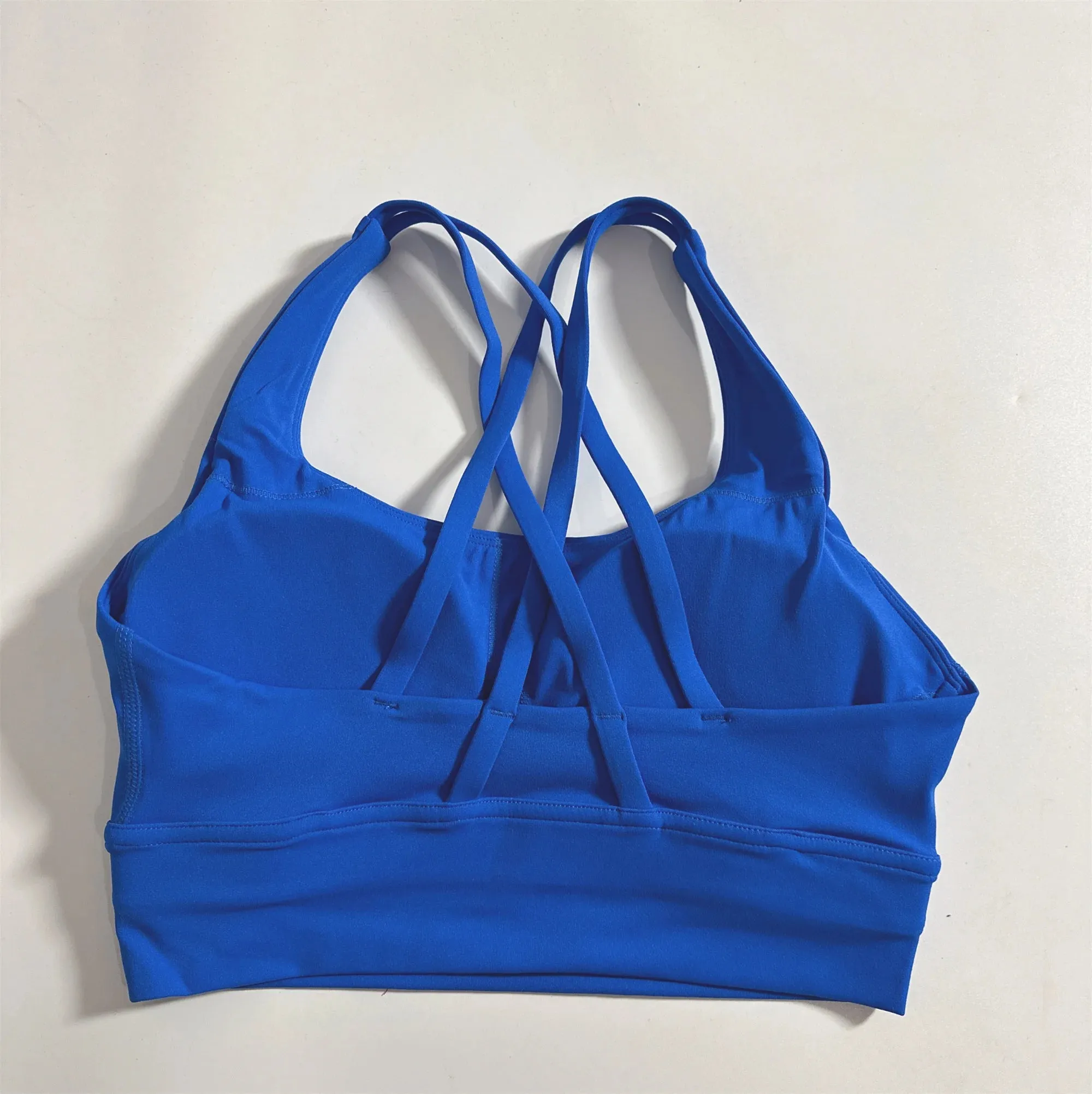 Women's Cross Back Fitness Bra - Solid Color Yoga Vest with Chest Pad