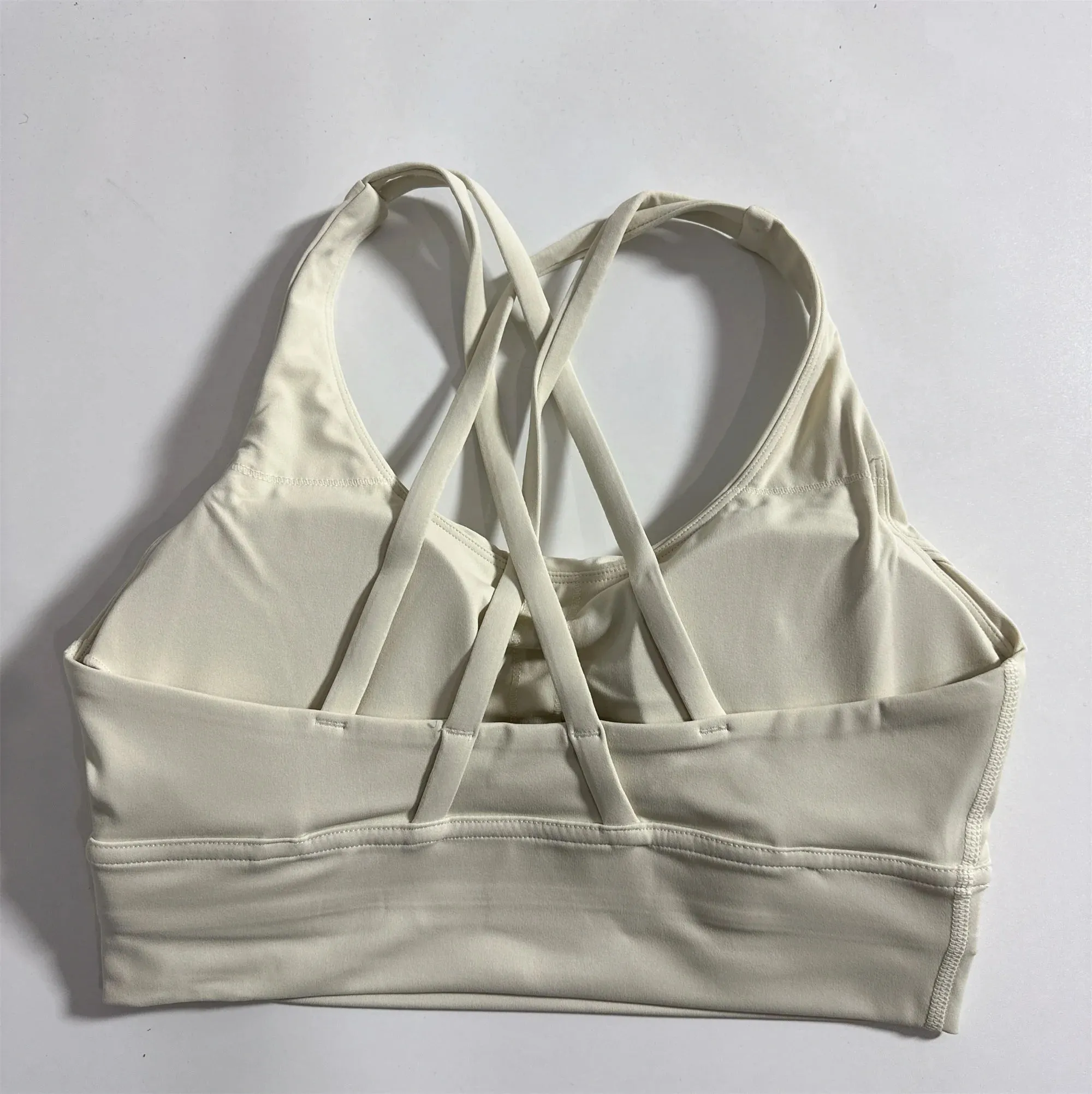 Women's Cross Back Fitness Bra - Solid Color Yoga Vest with Chest Pad
