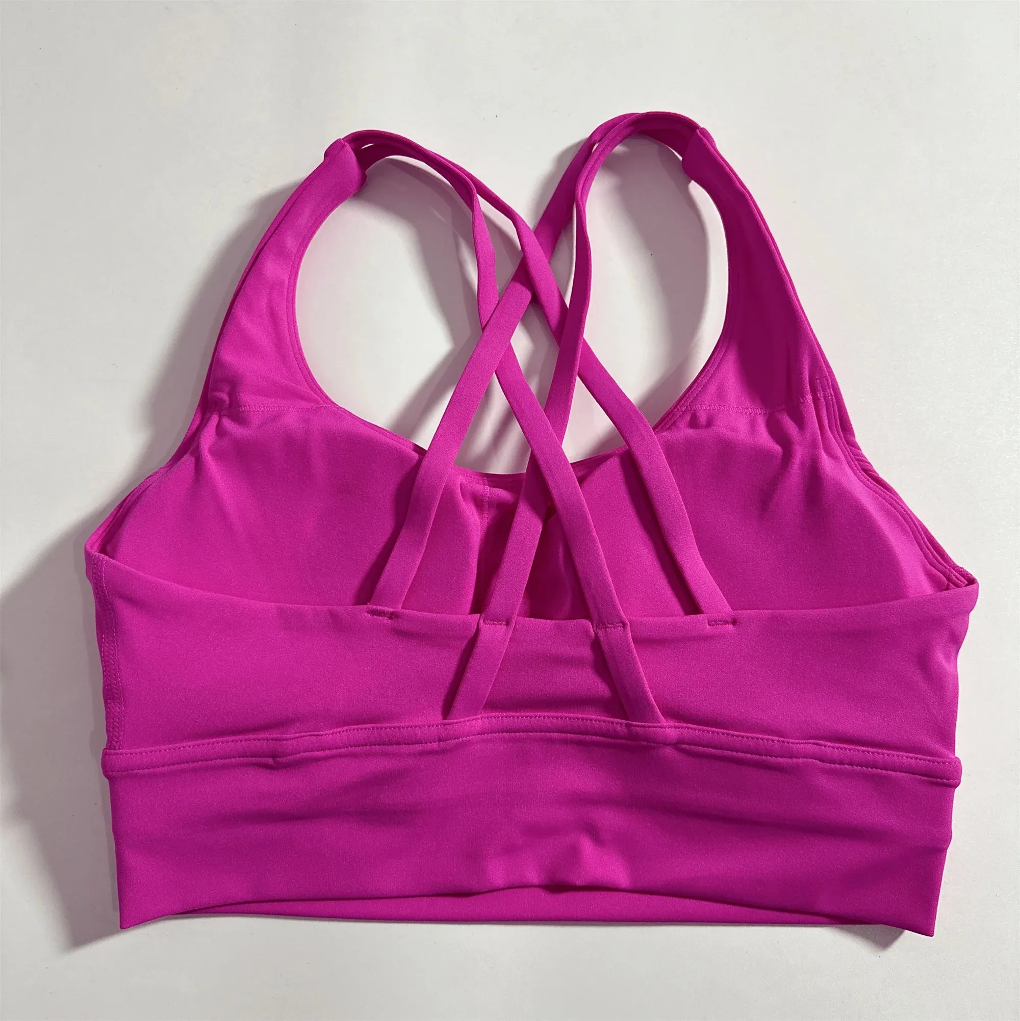 Women's Cross Back Fitness Bra - Solid Color Yoga Vest with Chest Pad