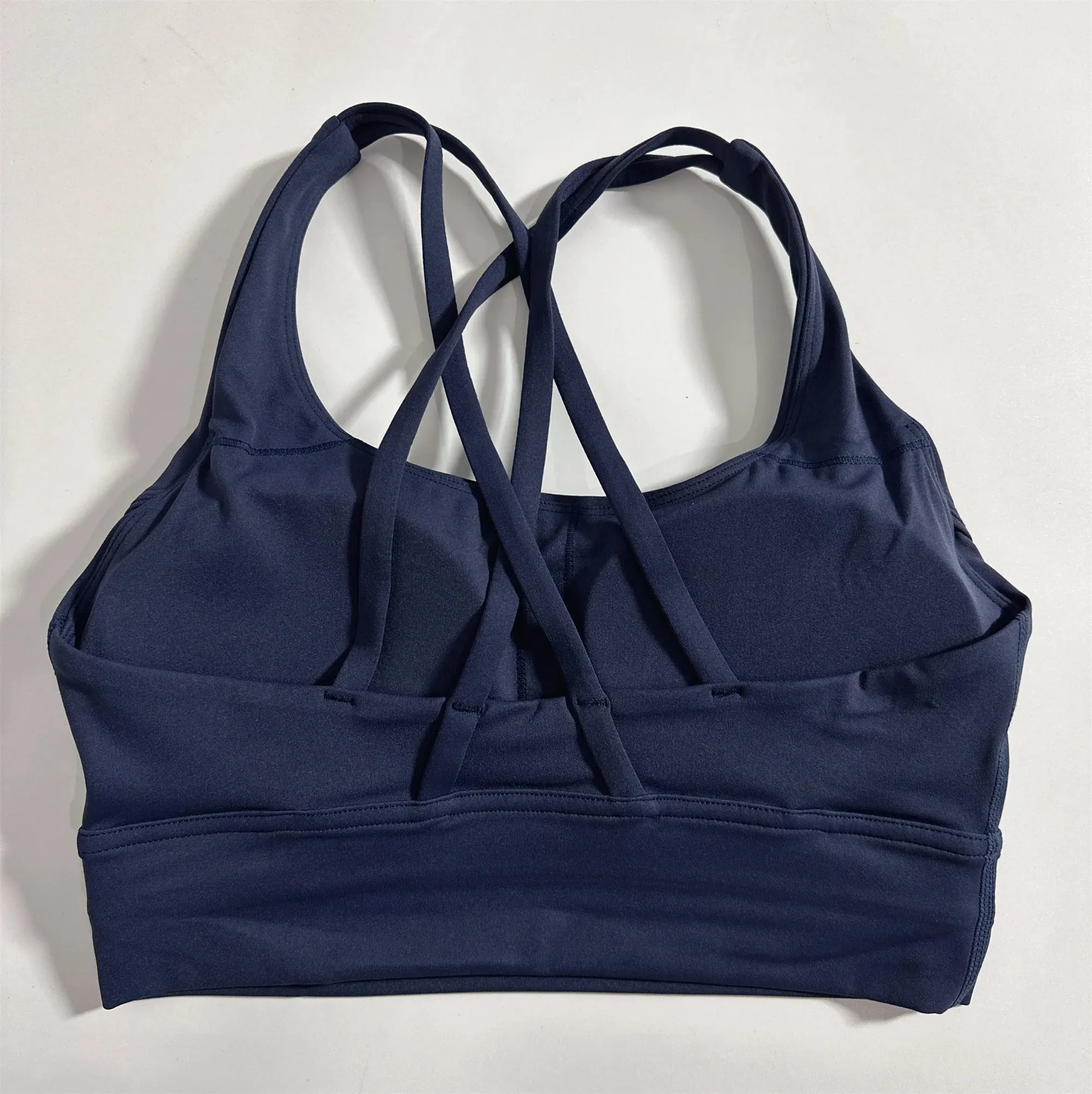 Women's Cross Back Fitness Bra - Solid Color Yoga Vest with Chest Pad
