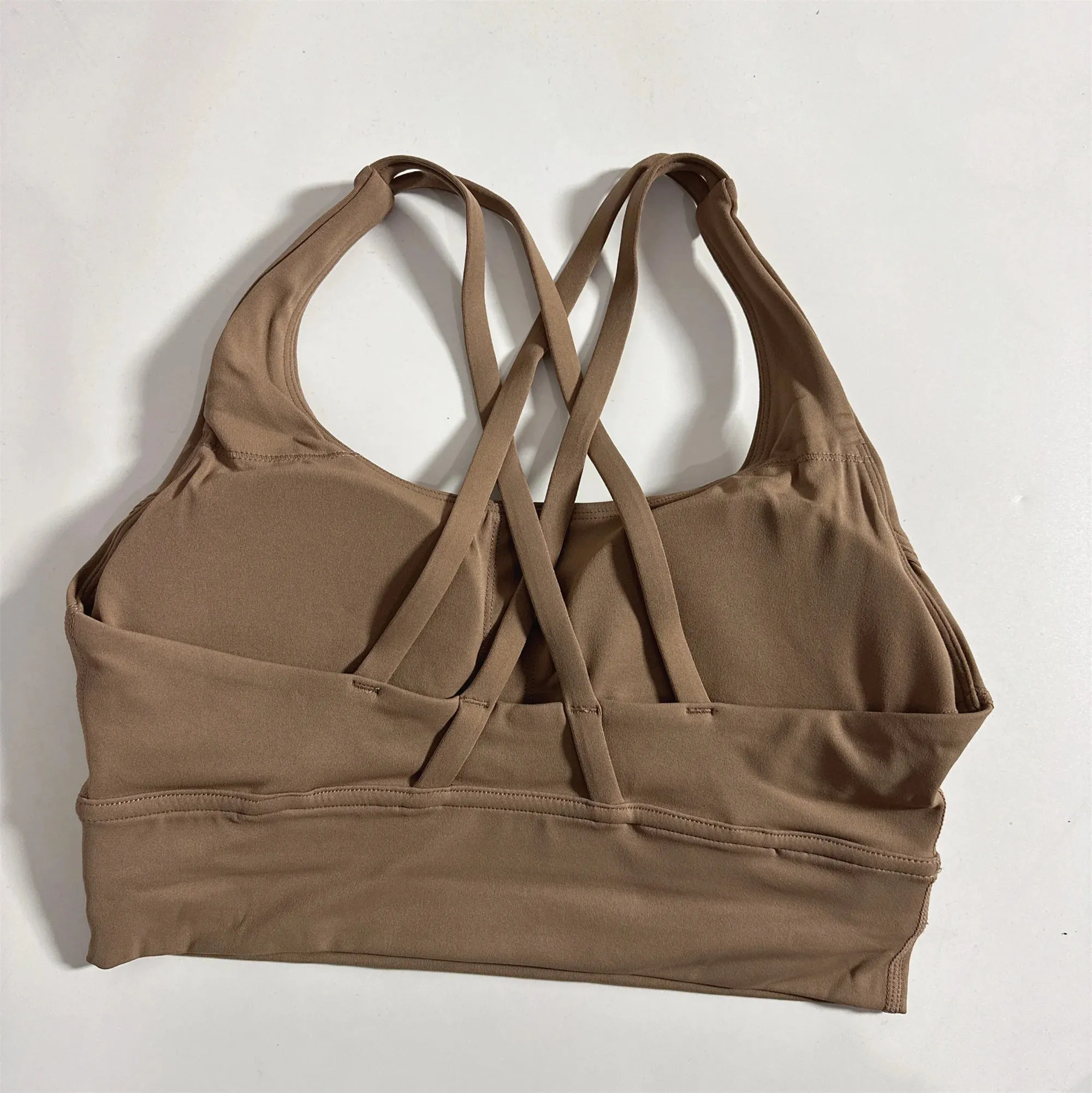 Women's Cross Back Fitness Bra - Solid Color Yoga Vest with Chest Pad