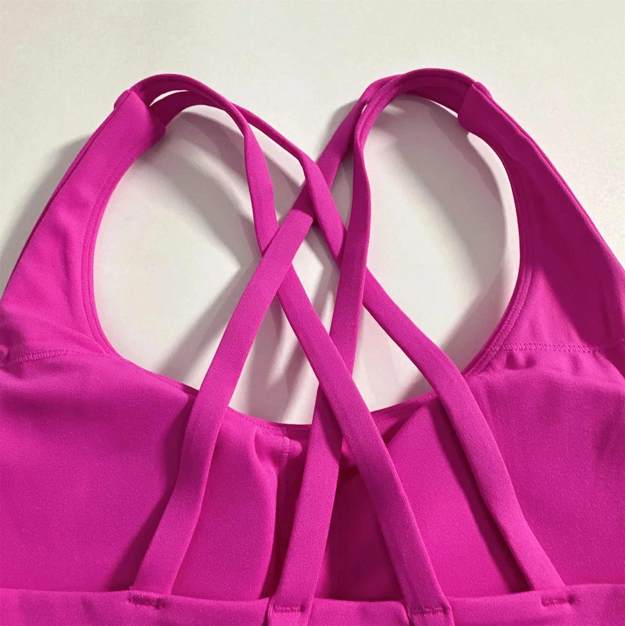 Women's Cross Back Fitness Bra - Solid Color Yoga Vest with Chest Pad