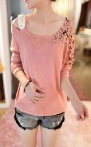 Women's Feminine Cut Out Shoulder Blouse