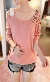 Women's Feminine Cut Out Shoulder Blouse
