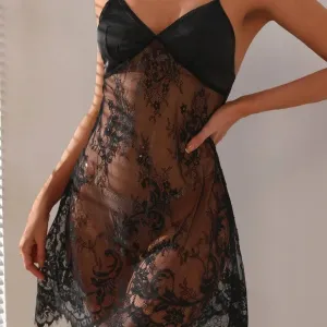 Women's Lace Patchwork Cami Sexy Pajama Night Dress