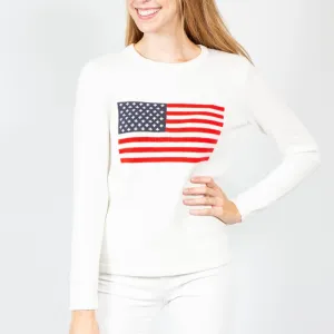 Women's Lightweight Cotton American Flag Sweater