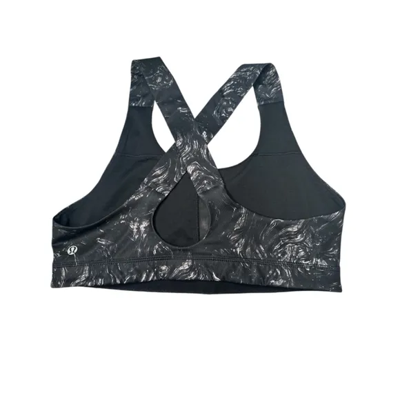 Women's Lululemon Energy Sports Bra Size 10 Black &amp; Silver