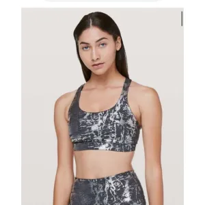 Women's Lululemon Energy Sports Bra Size 10 Black &amp; Silver