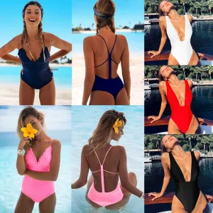 Women's Swimsuit Women Bathing Suit One Piece Suit Sexy Swimming Costume Padded Monokini Swimwear Bikini Push Up Bra 2020 New
