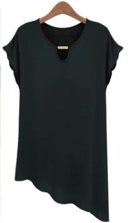 Women's Tops Chiffon Shirts Solid Casual Summer Blouses O-Neck Butterfly Sleeve Ruffled Blusas S-XXL Loose Camisa