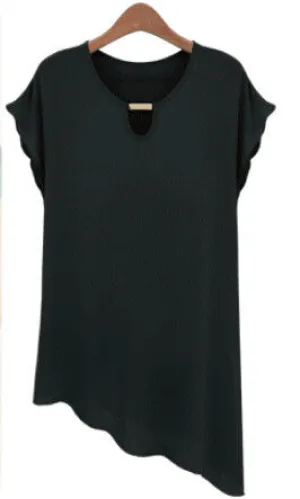 Women's Tops Chiffon Shirts Solid Casual Summer Blouses O-Neck Butterfly Sleeve Ruffled Blusas S-XXL Loose Camisa