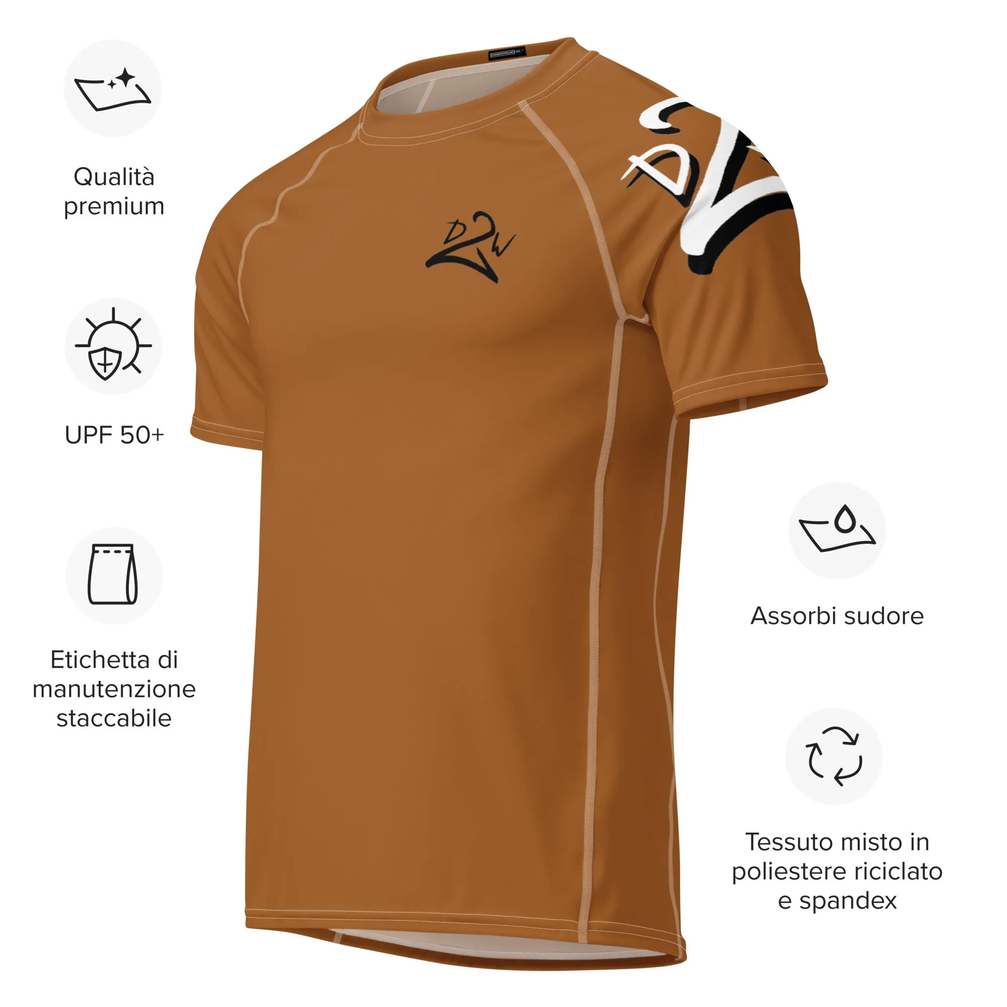 WORN OUT All-over Print Men’s Rash Guard - Mocha Swirl