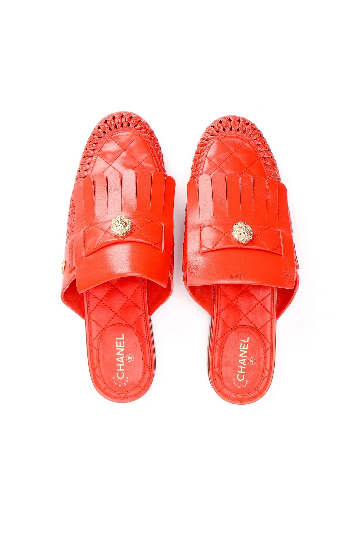 Woven Leather Moccasin Mules