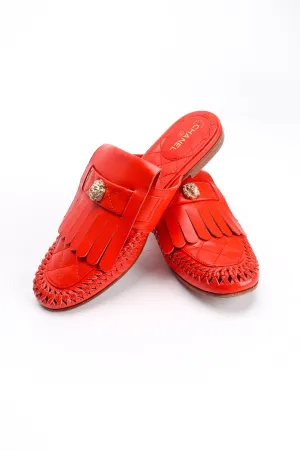 Woven Leather Moccasin Mules