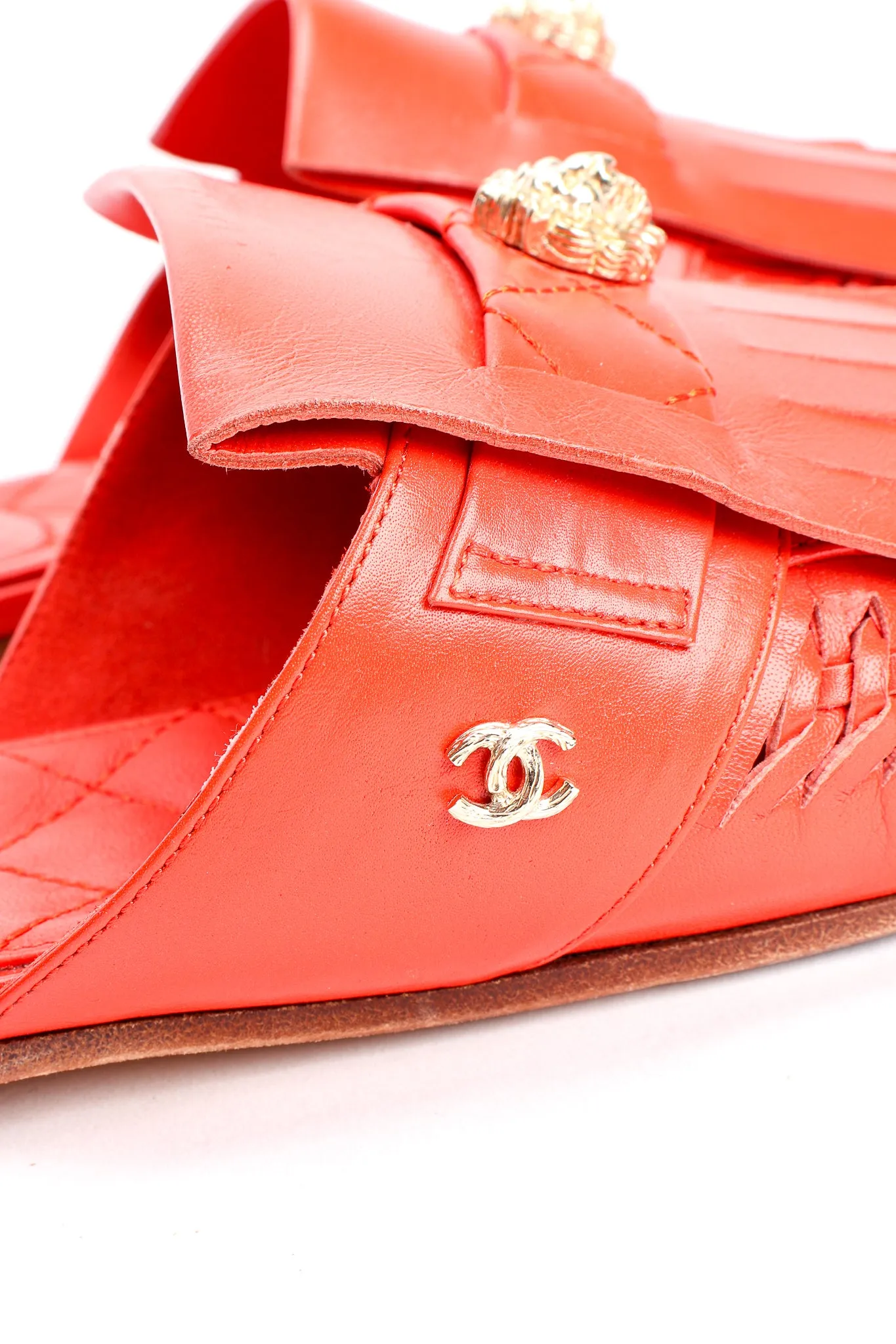 Woven Leather Moccasin Mules