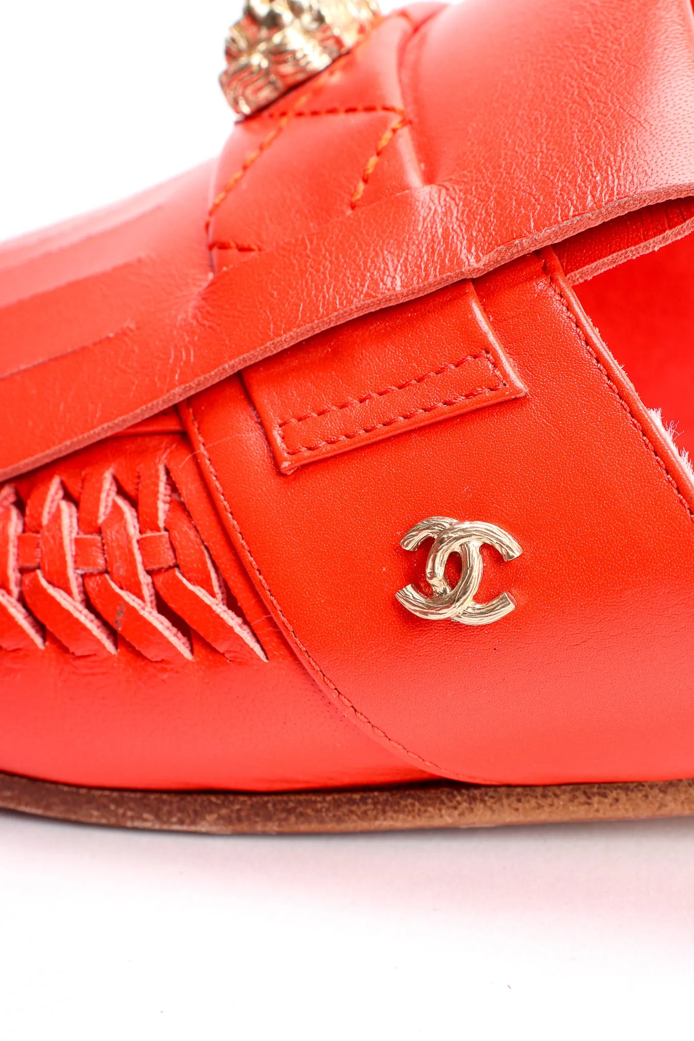 Woven Leather Moccasin Mules