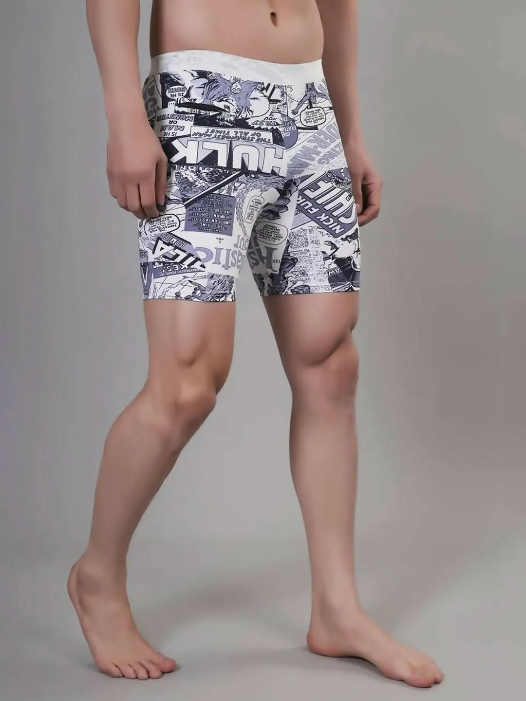 WUGO Stylish Men's Printed Sports Trunks for High Quality Swim, Yoga, Gym & Cycling