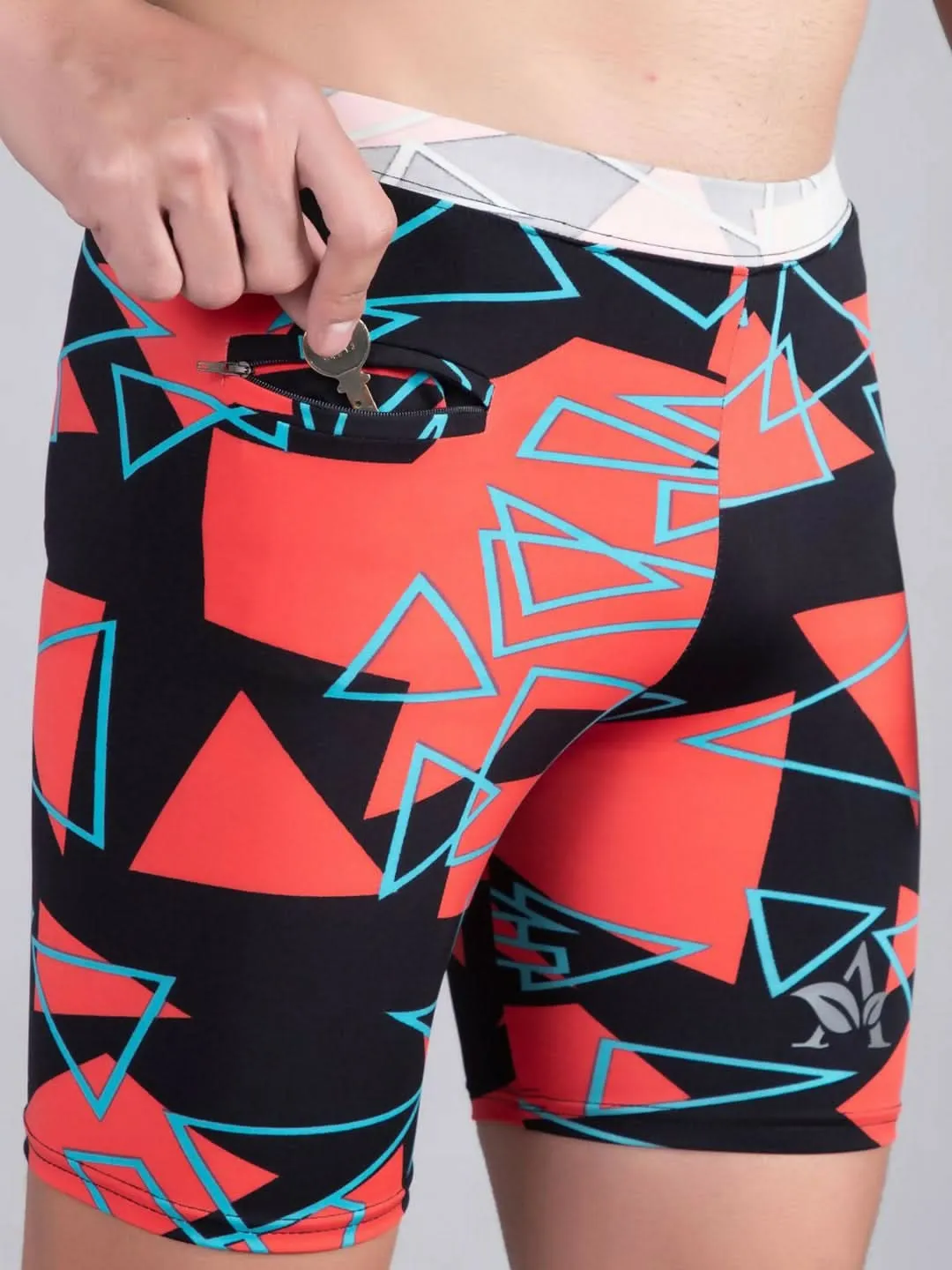 WUGO Stylish Men's Printed Sports Trunks for High Quality Swim, Yoga, Gym & Cycling