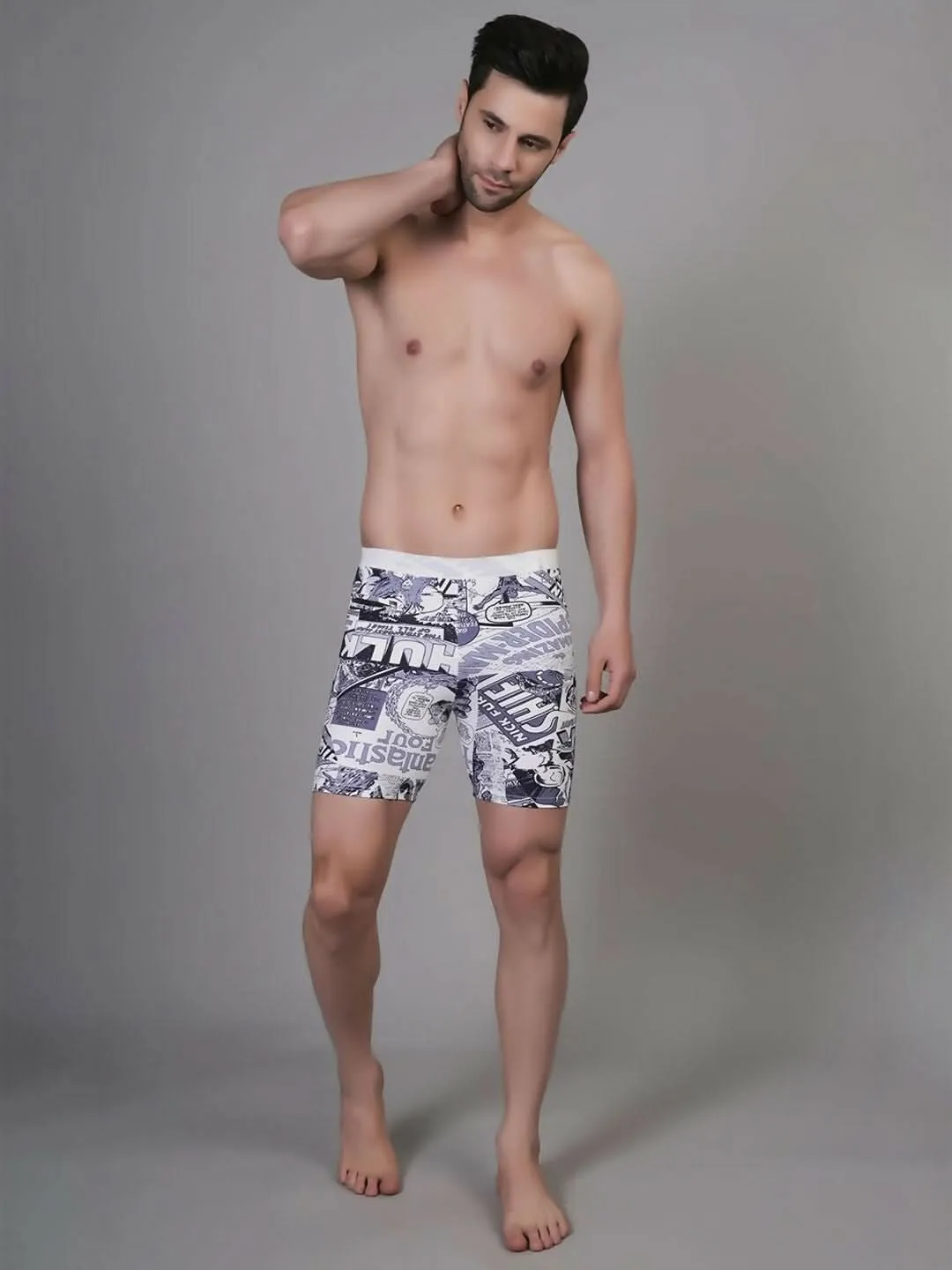 WUGO Stylish Men's Printed Sports Trunks for High Quality Swim, Yoga, Gym & Cycling