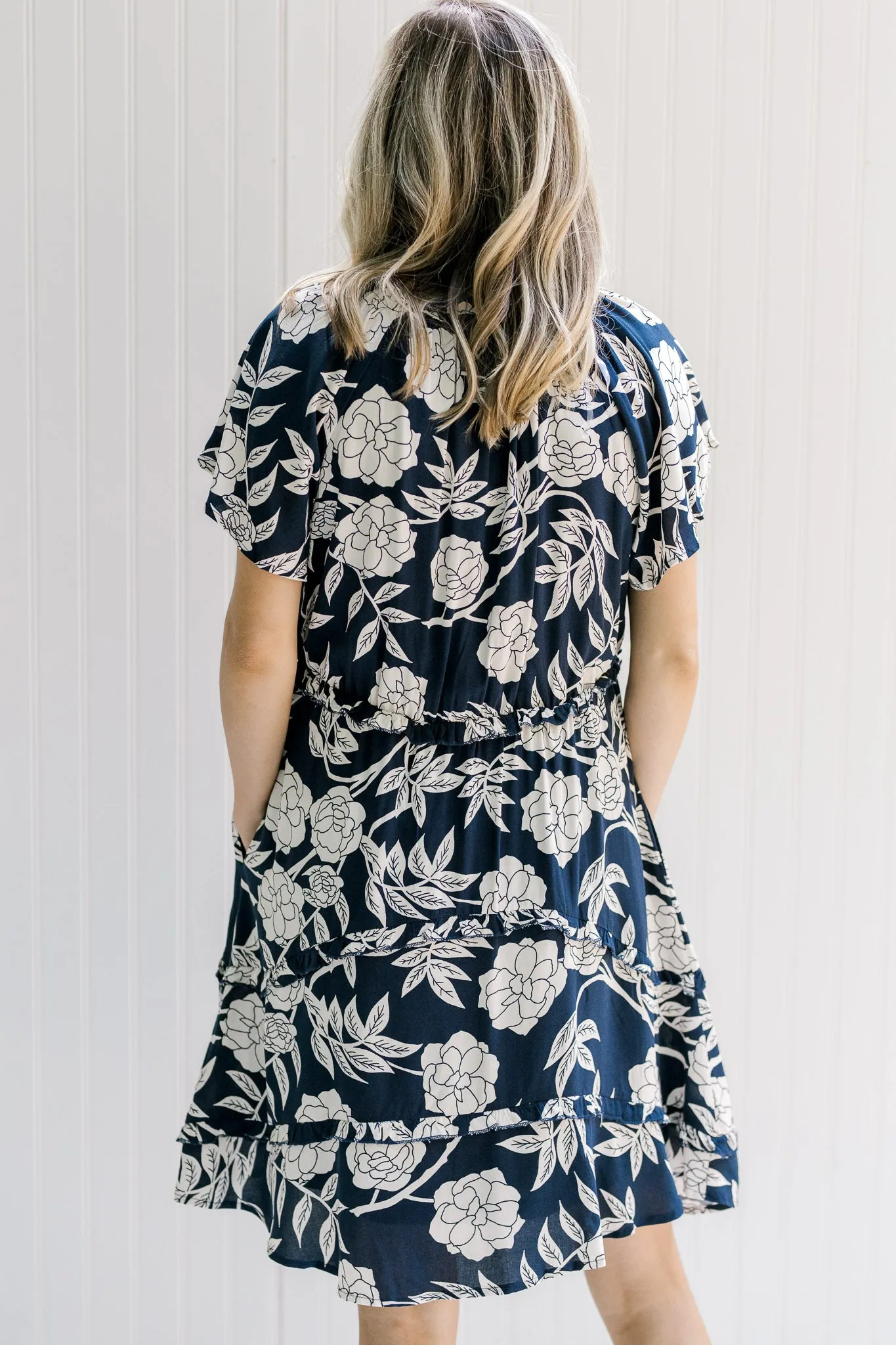 X Navy Flower Dress
