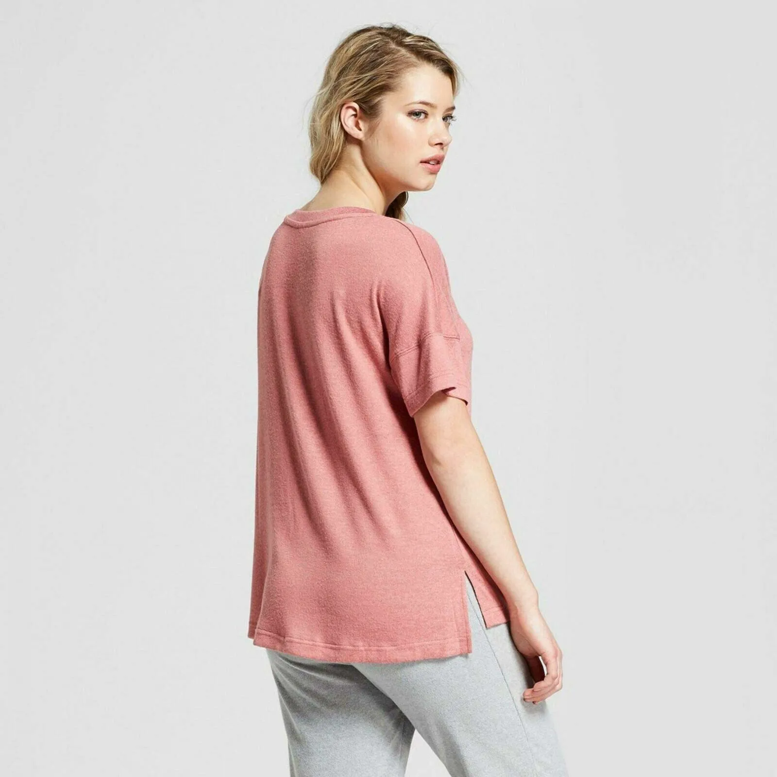 Xhilaration Women's GET REAL Embroidered Sleeve V-Neck Sleep Shirt