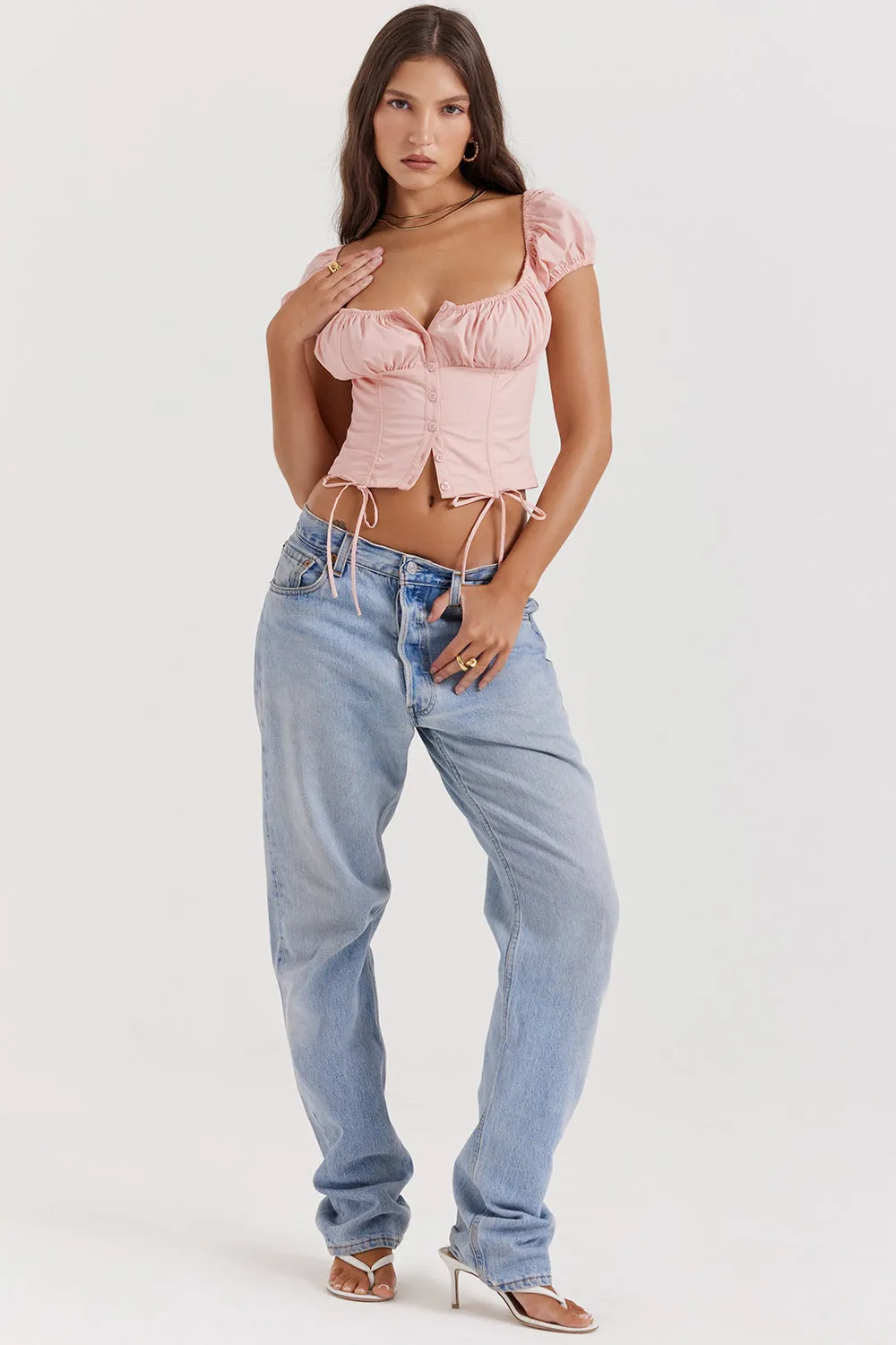 Ximena® | Women's short corset top with puff sleeves, elegant, romantic