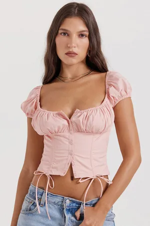 Ximena® | Women's short corset top with puff sleeves, elegant, romantic