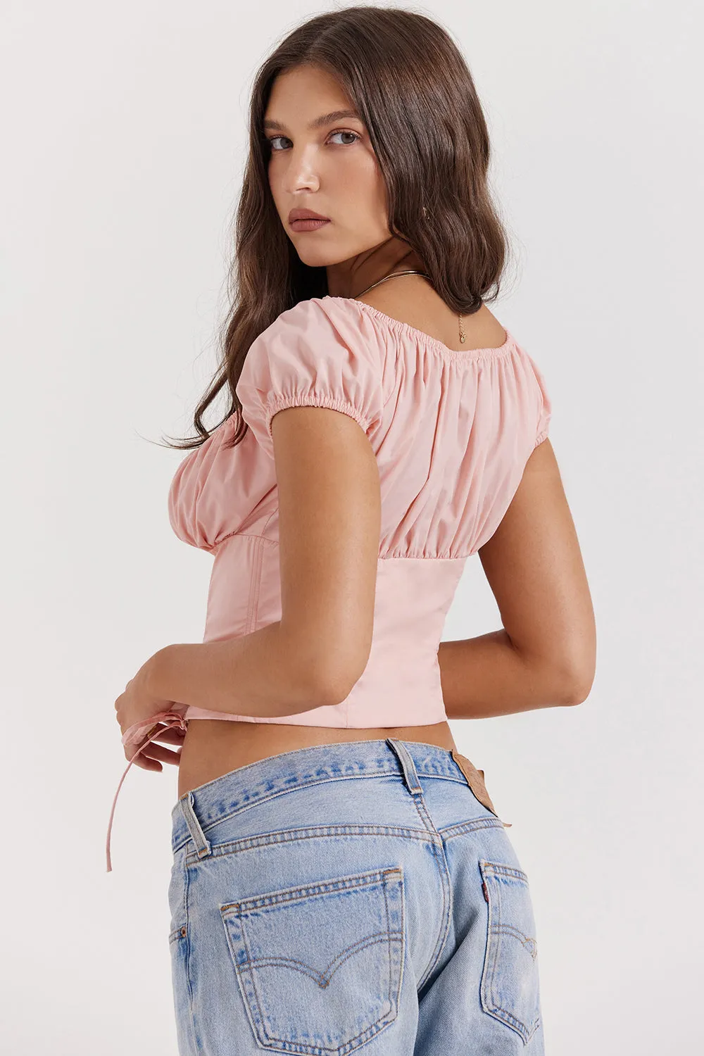 Ximena® | Women's short corset top with puff sleeves, elegant, romantic