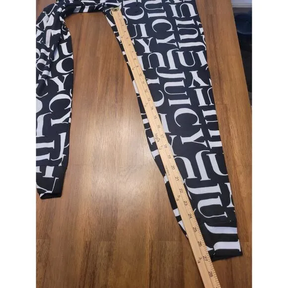 Y2K Juicy Couture Black White JC Logo Sleepwear 2 Pc Pajama Set Size Small