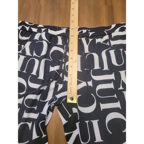 Y2K Juicy Couture Black White JC Logo Sleepwear 2 Pc Pajama Set Size Small