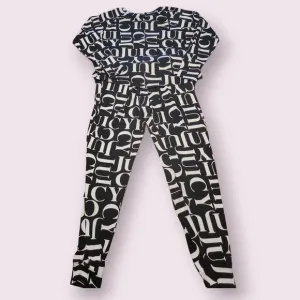 Y2K Juicy Couture Black White JC Logo Sleepwear 2 Pc Pajama Set Size Small