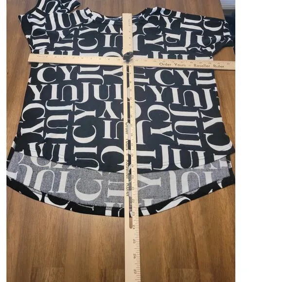 Y2K Juicy Couture Black White JC Logo Sleepwear 2 Pc Pajama Set Size Small